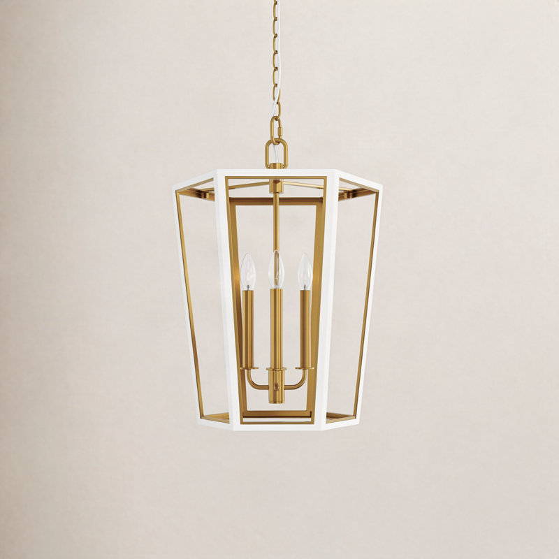 Curt 3 - Light Chandelier, Matte White/Burnished Brass
