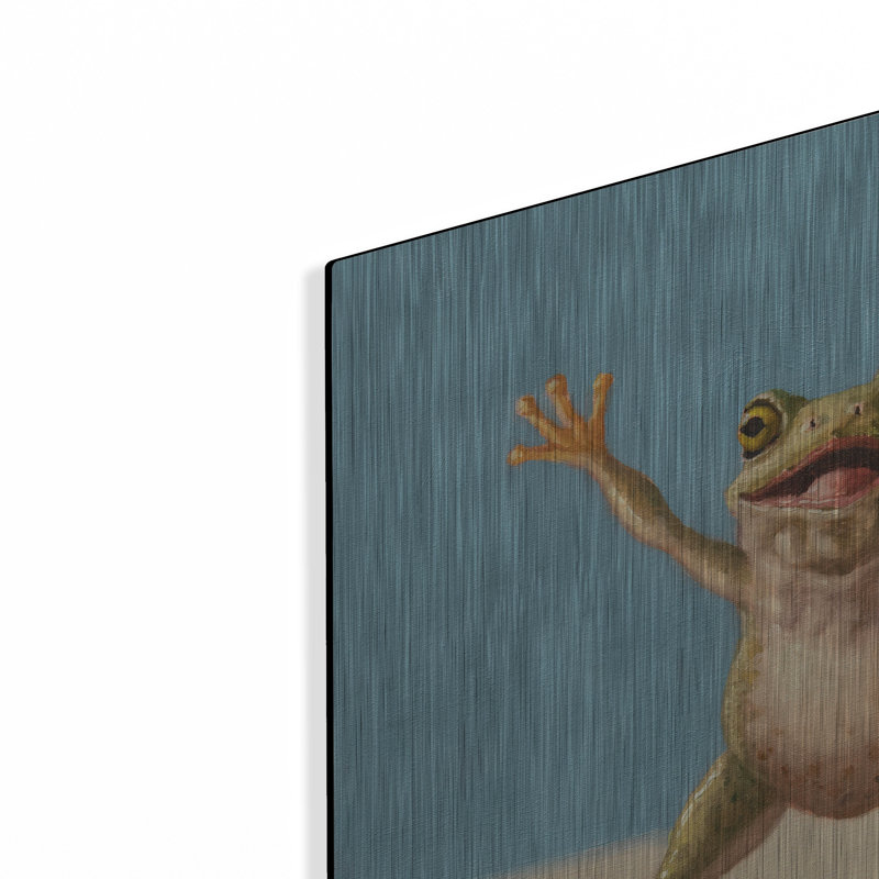 Art mural en métal luxueux «Gym Frog J Jump Jacks» par Lucia Heffernan, 24 po x 24 po, H 24 po x l 24 po