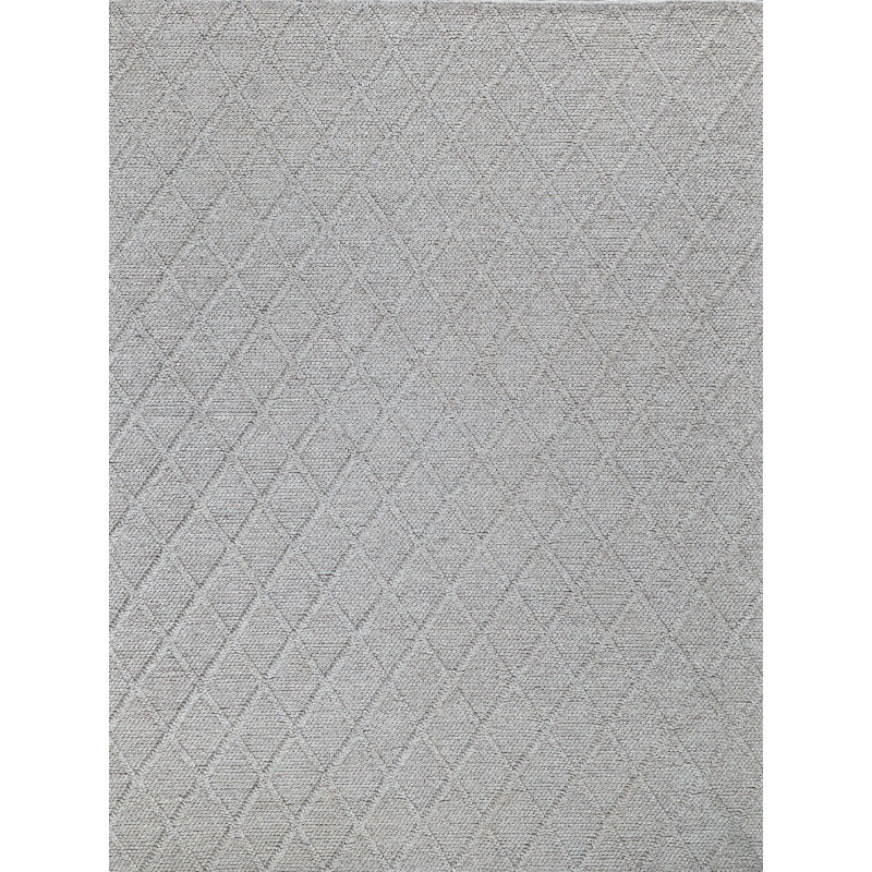 Brentwood Hand Woven Wool Geometric Area Rug, Silver, Rectangle 2' x 3'