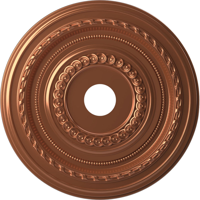 Cole Thermoformed PVC Ceiling Medallion, Bright Coat Copper, 10" H x 10" W x 0.75" D