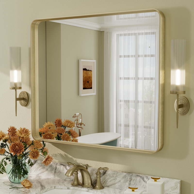 Miroir mural Aevar, Or brossé, 36 po x 32 po