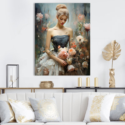 Impressionist Fashion Woman In Flower Field II - Dior Wall Art