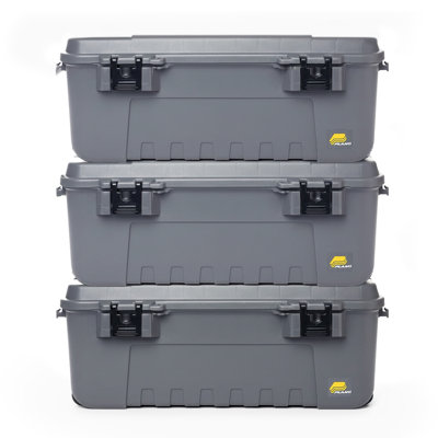 Ensemble de 3 caisses de rangement avec roues Plano, boîte de sport verrouillable, 108 pintes, gris Plano