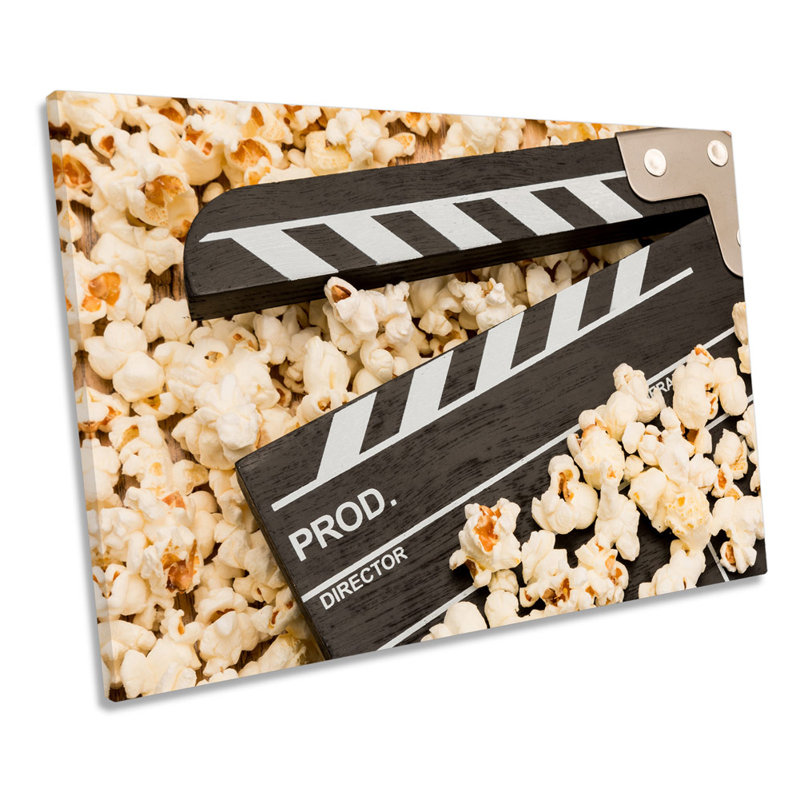 Popcorn Cinema Room Film - Wrapped Canvas Print, 91.4cm H x 137.2cm W x 4cm D