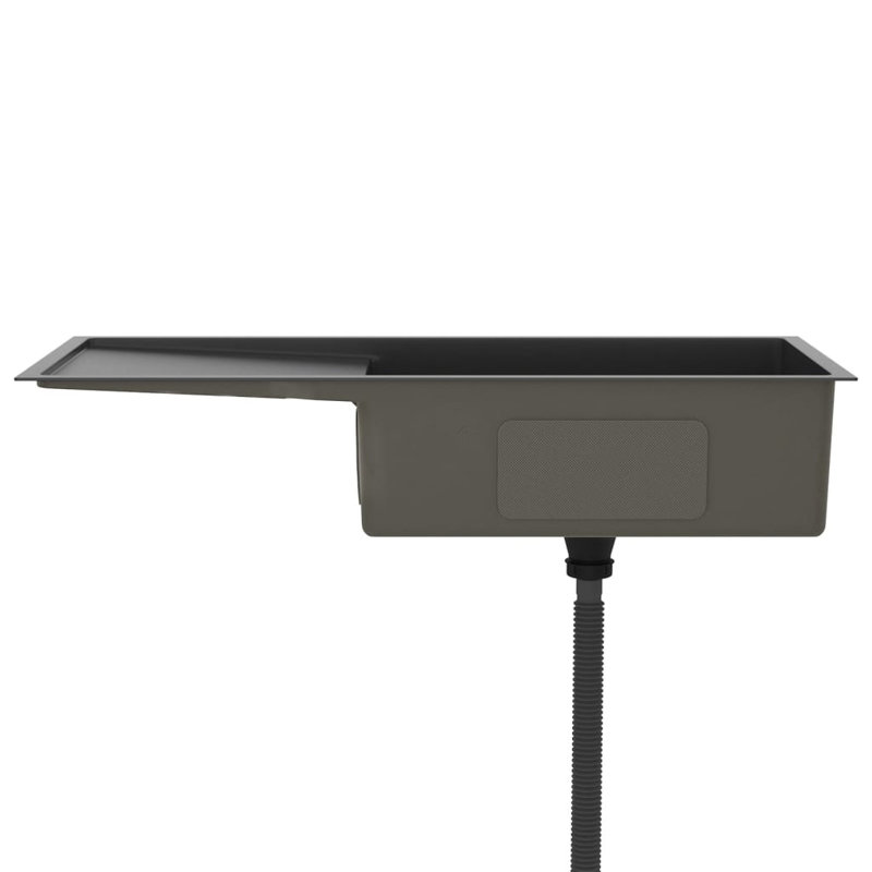 Évier de cuisine vidaXL avec crépine, évier en acier inoxydable à fixation supérieure, drainage rapide, anti-corrosion, Noir