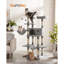 Arbre à chat, grande tour pour chat, 64,6 pouces, centre d'activité pour chat avec hamac, panier, bâtons de boules de fourrure amovibles, condo pour chat, gris clair