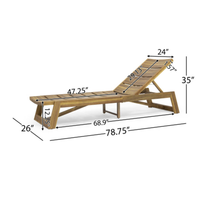 Ensemble de 2 chaises longues d'extérieur Maki parfaites pour le patio, Brun, 2