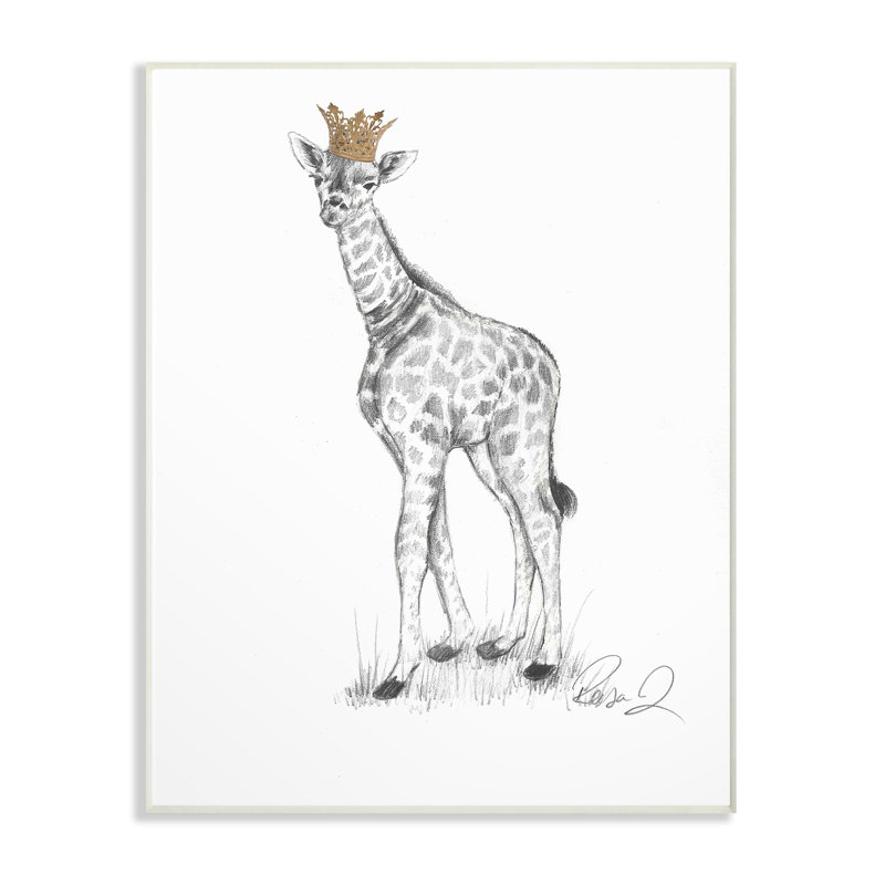«Giraffe Royalty Graphite Dessin», reproduction, H 15 po x l 10 po x P 0,5 po, Plaque murale