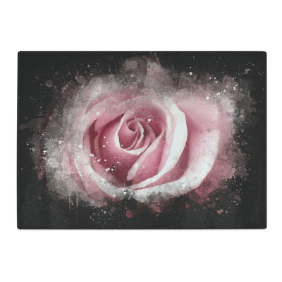 Tempered Glass Pretty in Pink Rose Flower Chopping Board