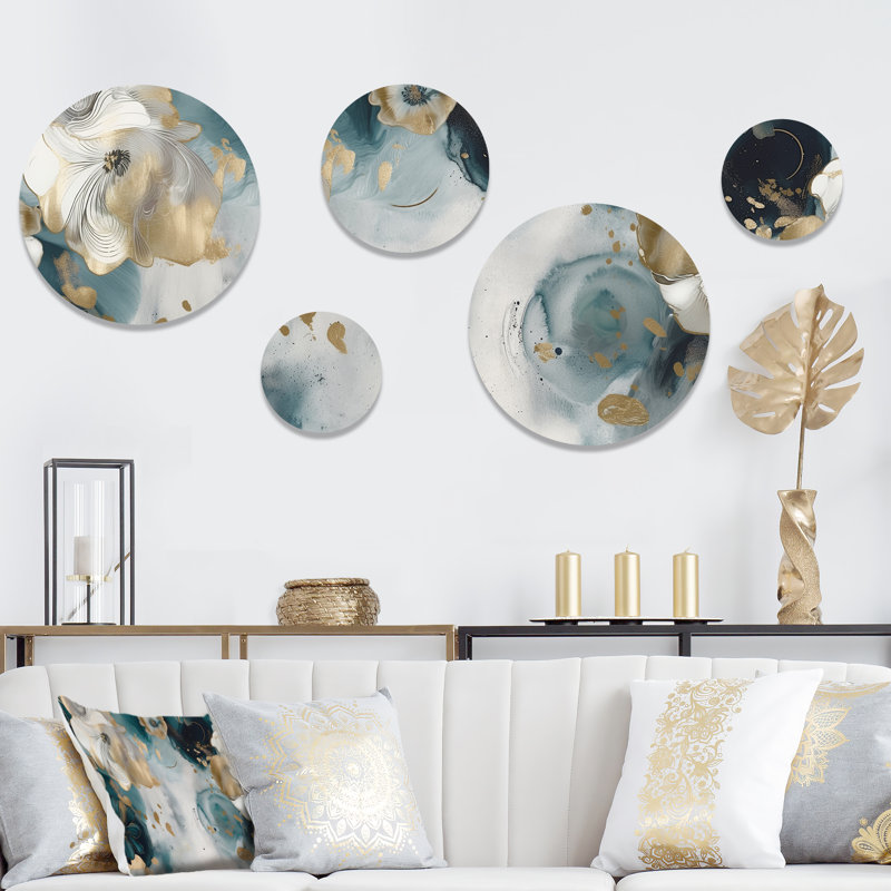 Gold Green Marbled Symphony II - Abstract Marble Metal Wall Décor