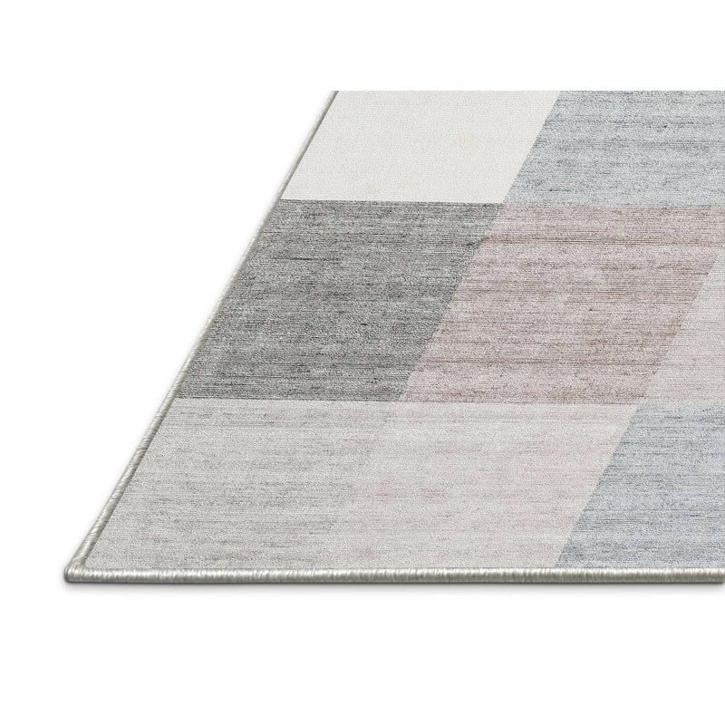 Tapis gris/rose/rouge contemporain, Rectangle 2 pi x 5 pi