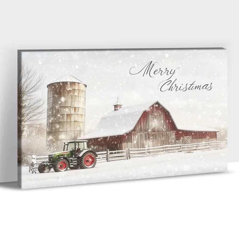 Abiella - Winter Red Barn, H 12 po x l 16 po
