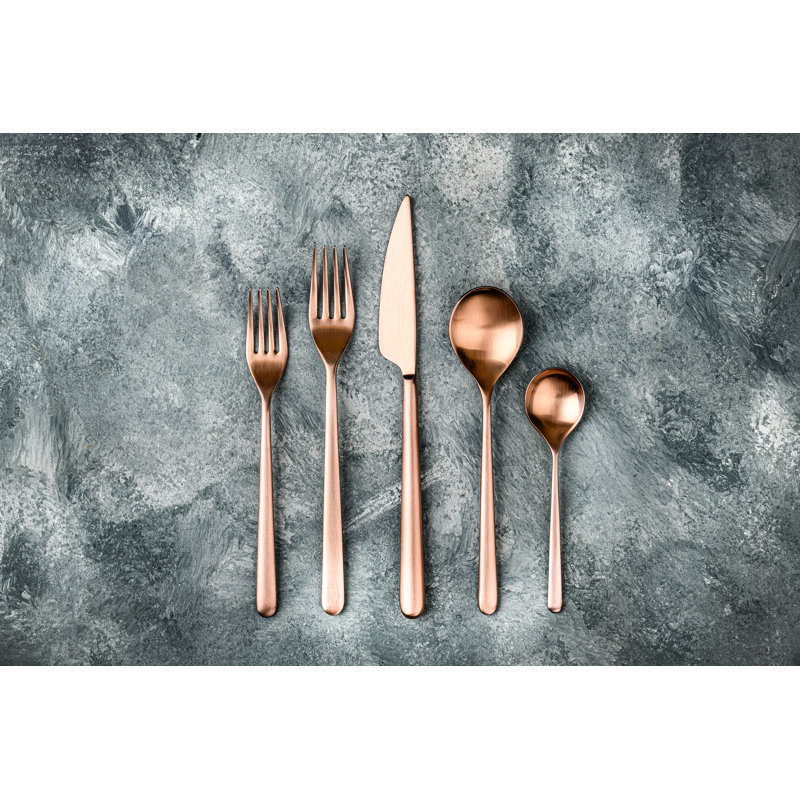 Linea Cutlery Set 5 Pcs Linea Ice Oro Nero Black, Ice Bronze
