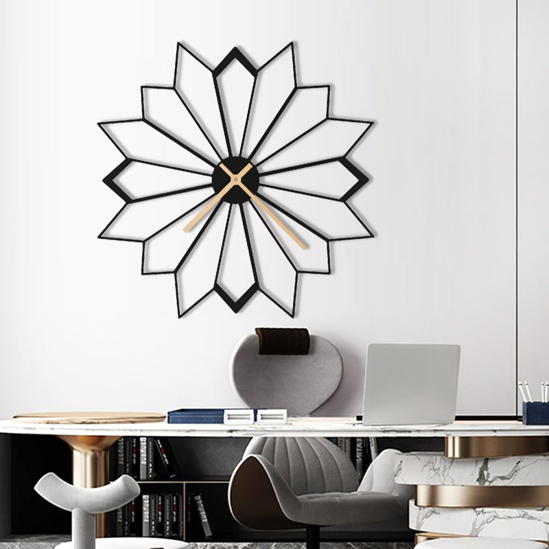 Metal Wall Clock, 36" W x 36" H, Black