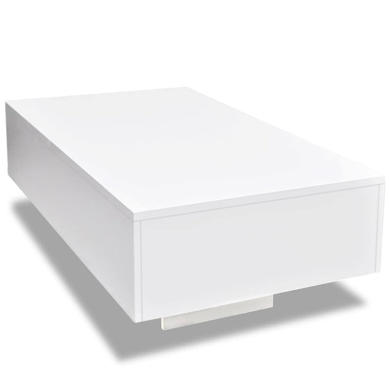 vidaXL Coffee Table Rectangular End Table Side Table Living Room Furniture, White, 12.2" H x 33.5" L x 21.7" W
