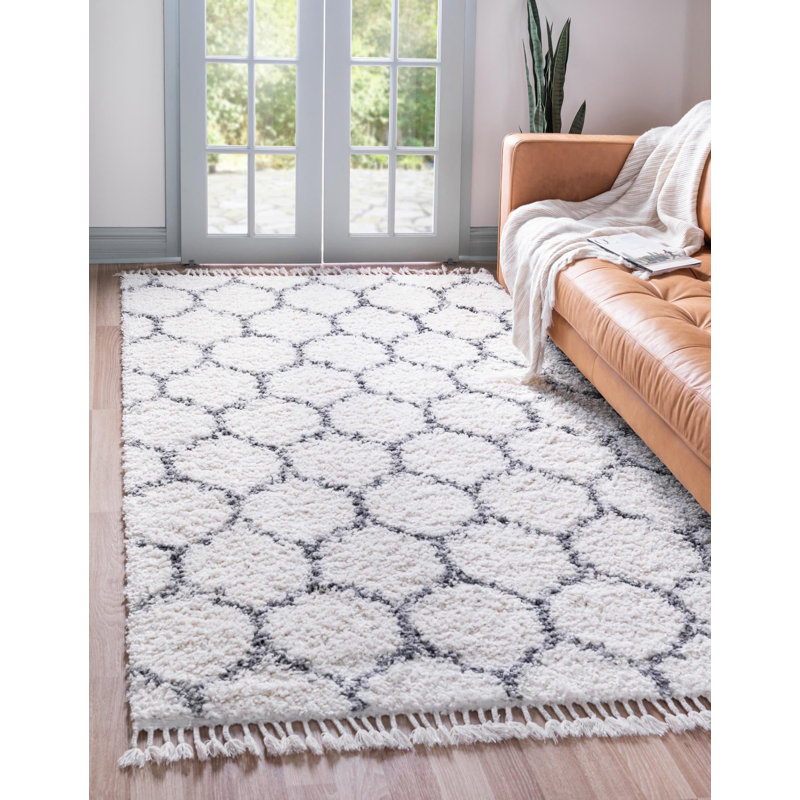 Burman Geometric Shag Area Rug, Rectangle 152 x 244cm