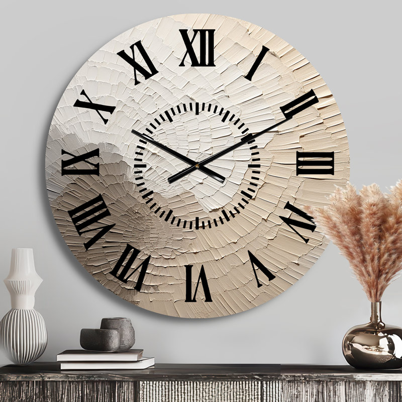 Horloge murale gracieuse avec minimalisme beige, Médium
