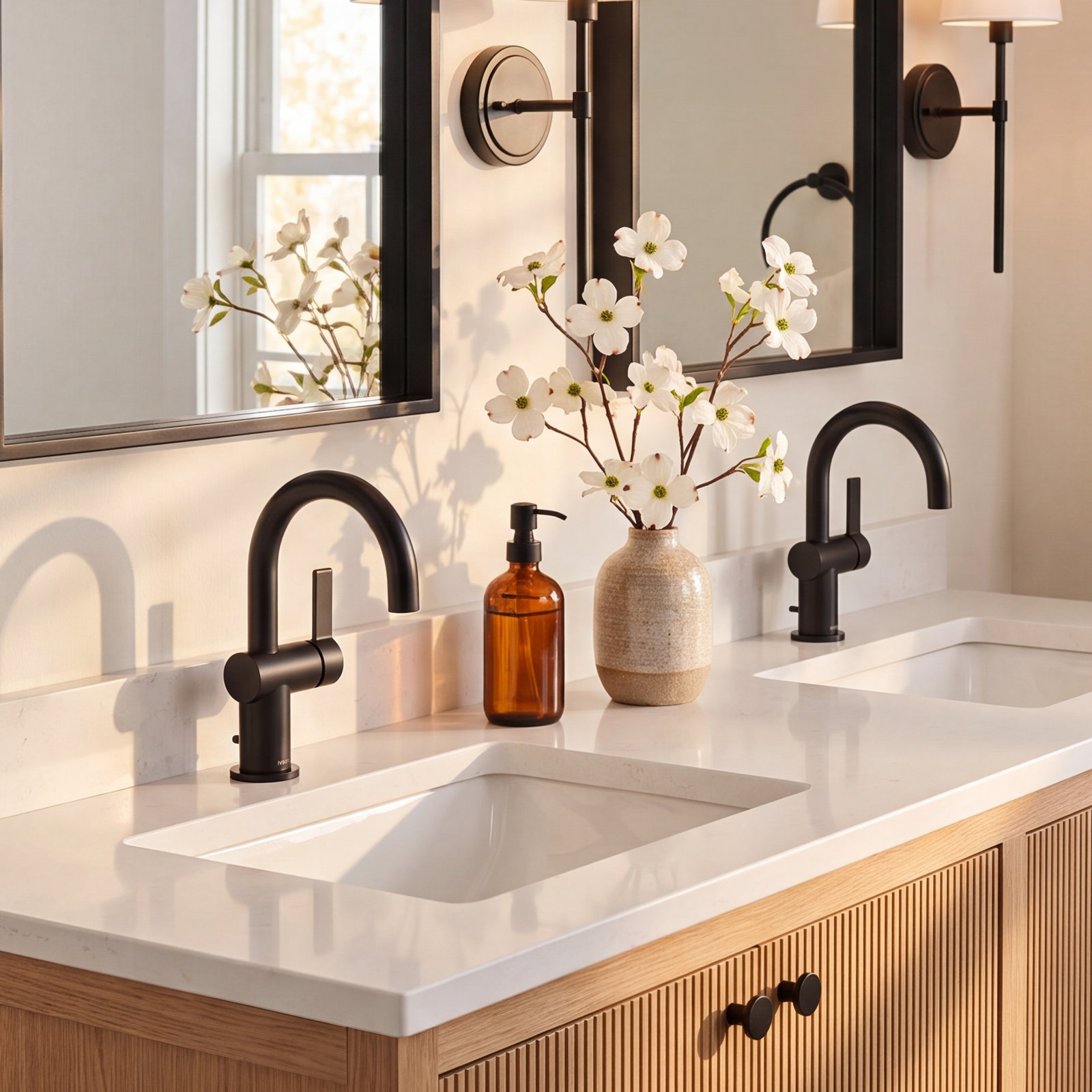 Cia Single-Hole Bathroom Faucet with Drain, Matte Black