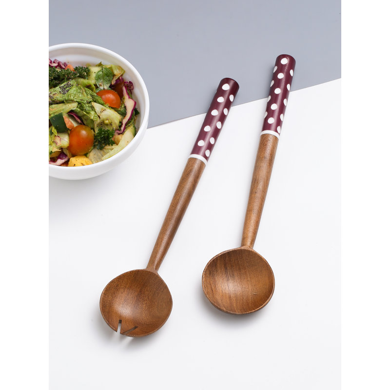 Ensemble à salade en résine et bois, Mauve
