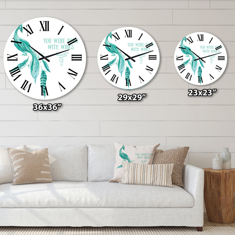 Horloge murale traditionnelle Mystic Mint Bird You Were Born With Wings, Grand