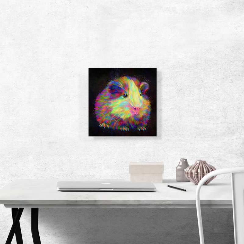 Cochon d'Inde rongeur - impression sur toile tendue, H 12 po x l 12 po x P 0,75 po