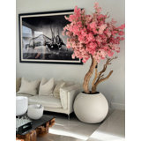 Pink Cherry Blossom Tree In 30" Globe Planter