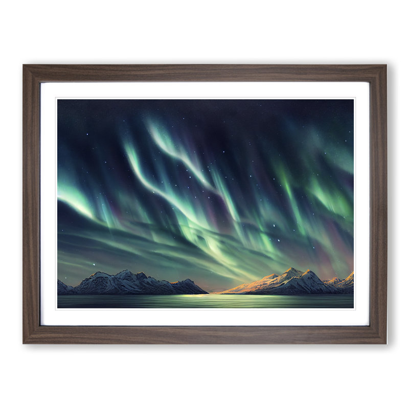 Overwhelming Northern Lights - Framed Print, 46cm H x 64cm W x 2cm D, Walnut