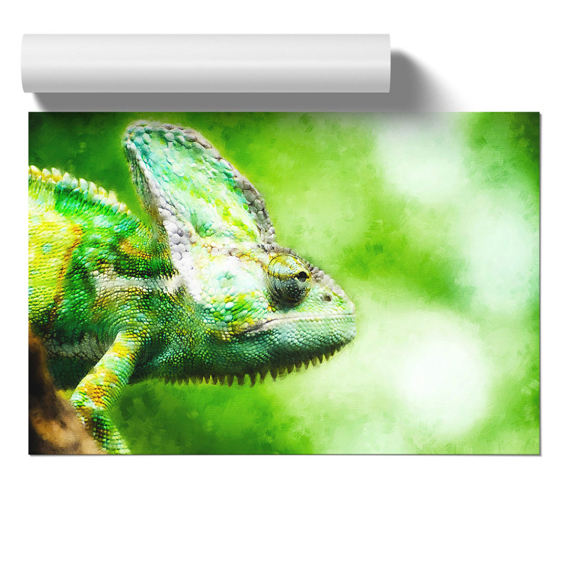 Chameleon Lizard Painting - Frameless Print, 21cm H x 30cm W x 0.1cm D