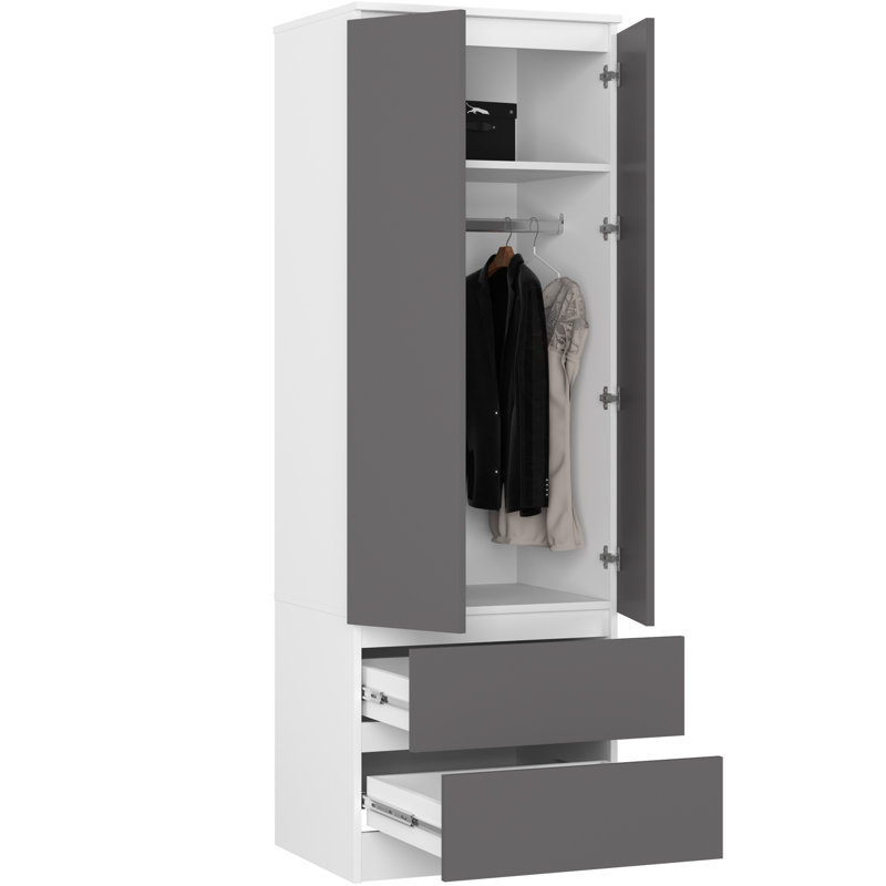 Spasoje 2 Door Manufactured Wood Wardrobe, 180cm H x 60cm W x 51cm D