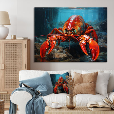 Red Lobster Under Warter, reproduction d'art sur toile