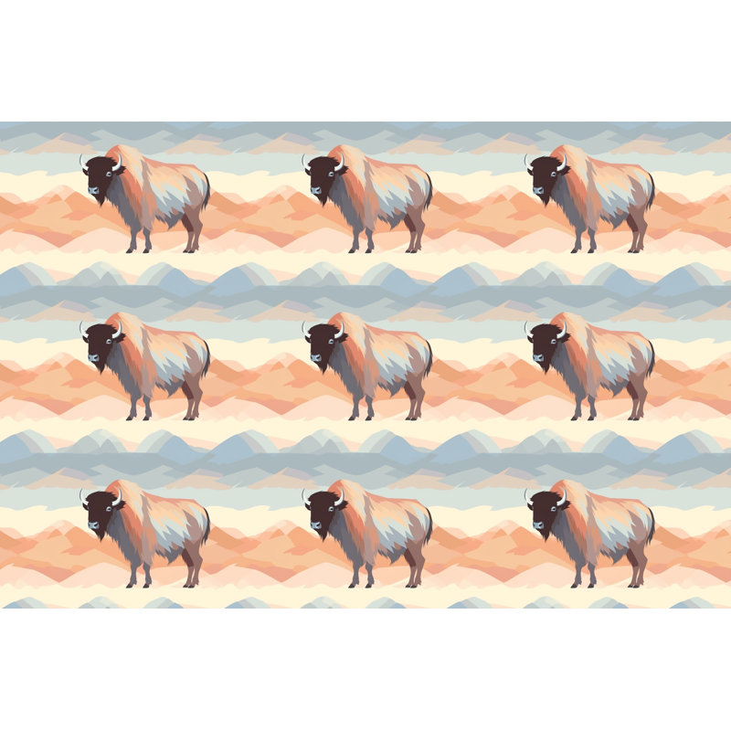 Buffalo Window Curtains Animals Pink Drapes, H 61 po x l 20 po