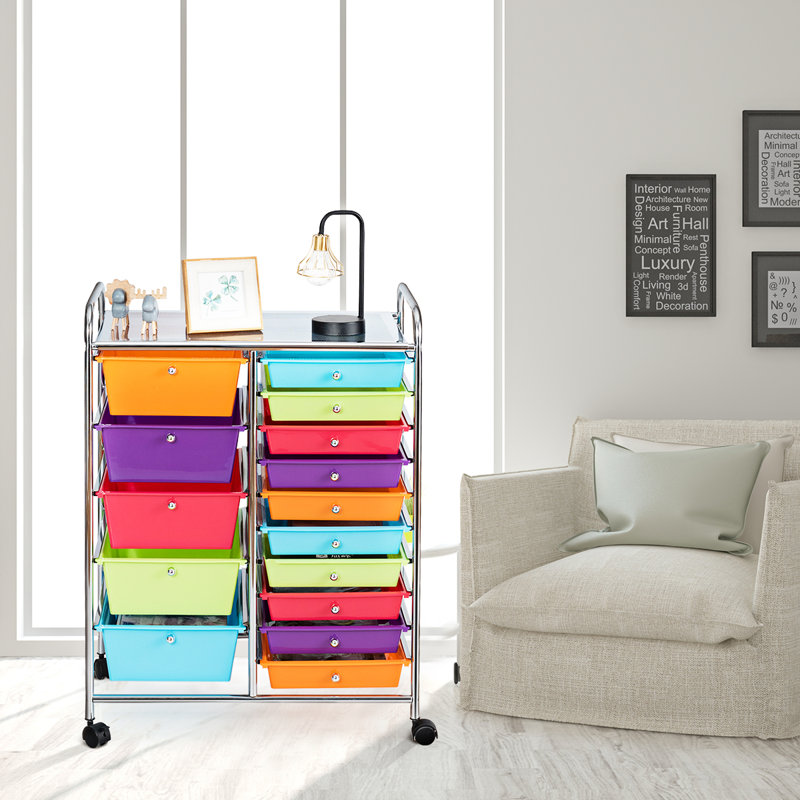 Parrett 87cm H x 63cm W Utility Cart with Wheels, Multicolour