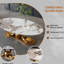 Table basse en métal doré avec structure en acier inoxydable et plateau en faux marbre, construction en pierre frittée, égratignure, idéale pour la chambre à coucher avec support, plateau en pierre, bureau à assemblage rapide