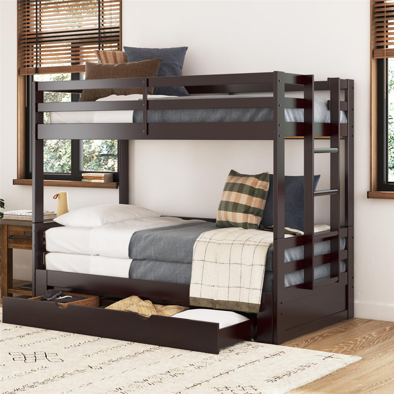 Kerah Extendable Twin-over-Twin/King Bunk Bed with Storage Drawer