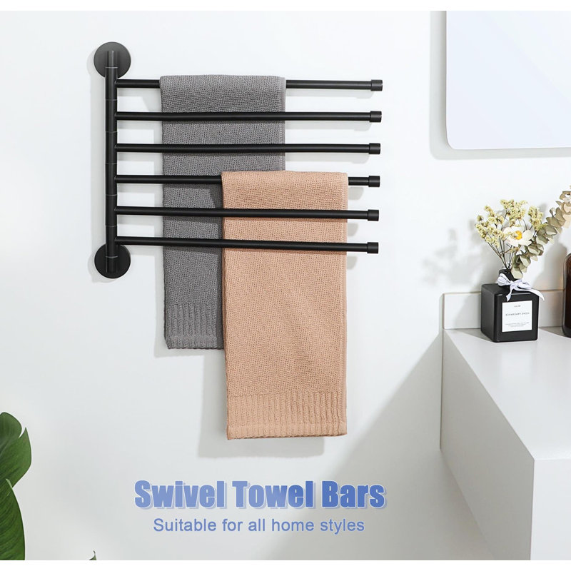 Stainless Steel Swivel Towel Rack with 6 Folding Arms