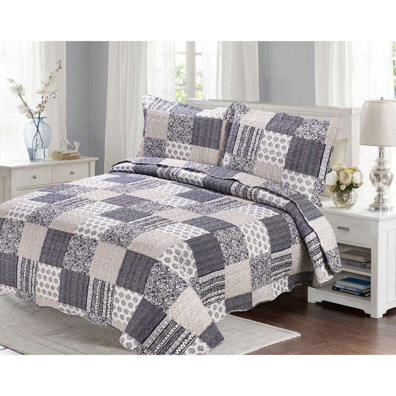 Pinsonic Polyester Patchwork Quilt, Twin Quilt + 1 Sham