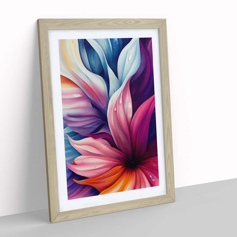 Entrancing Flowers No.2 - Single Picture Frame Print, 34cm H x 25cm W x 2cm D, Oak