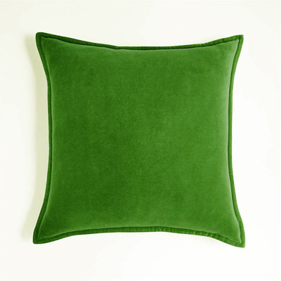 Ensemble de 2 coussins décoratifs en velours de couleur unie de taille 18 po x 18 po de couleur verte avec 450 g chacun