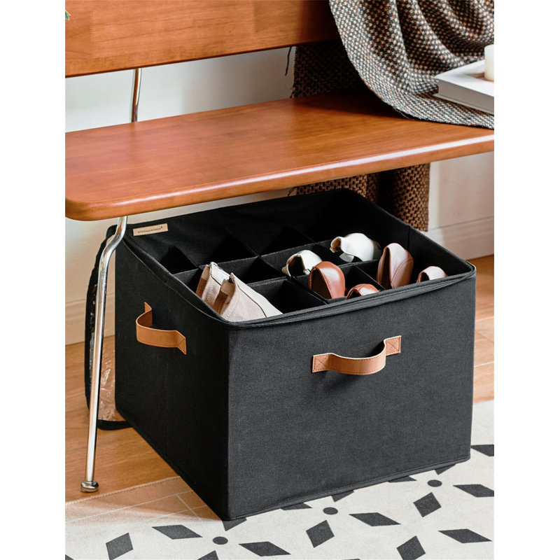 16 Pair Stackable Shoe Storage Box, Black