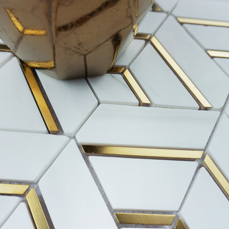 Natural Dorato 12.01 in. x 11.58 in. Hexagon Polished Marble Mosaic Tile