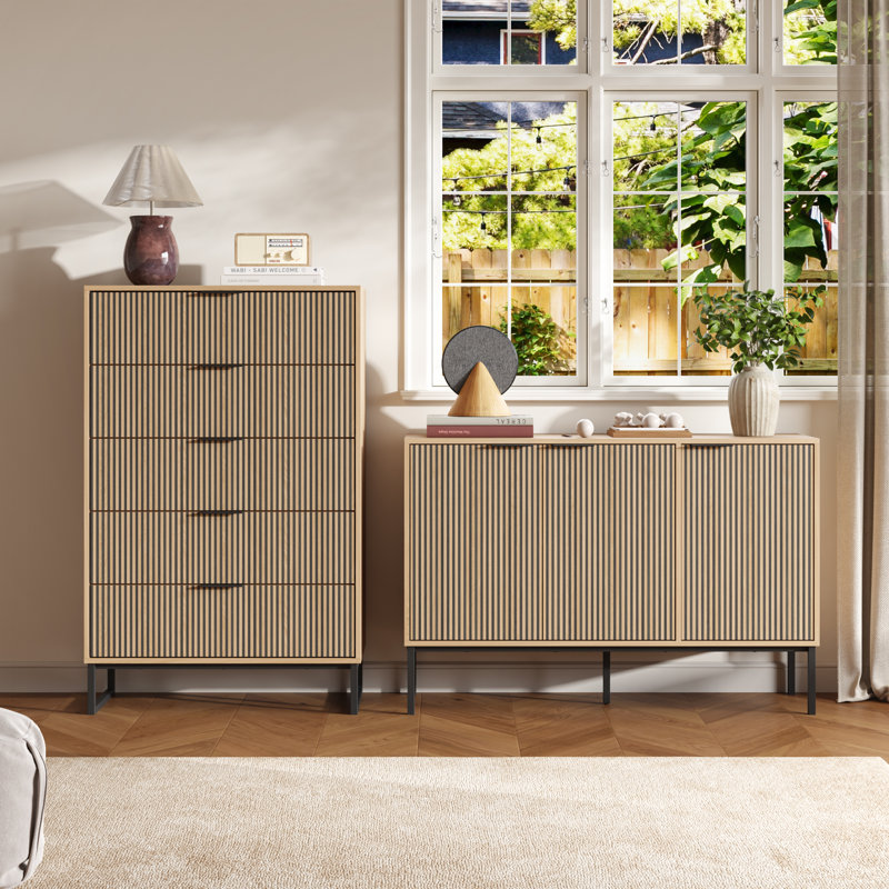 Ensemble de chambre à coucher 2 pièces, commode haute et armoire de rangement Farmhouse
