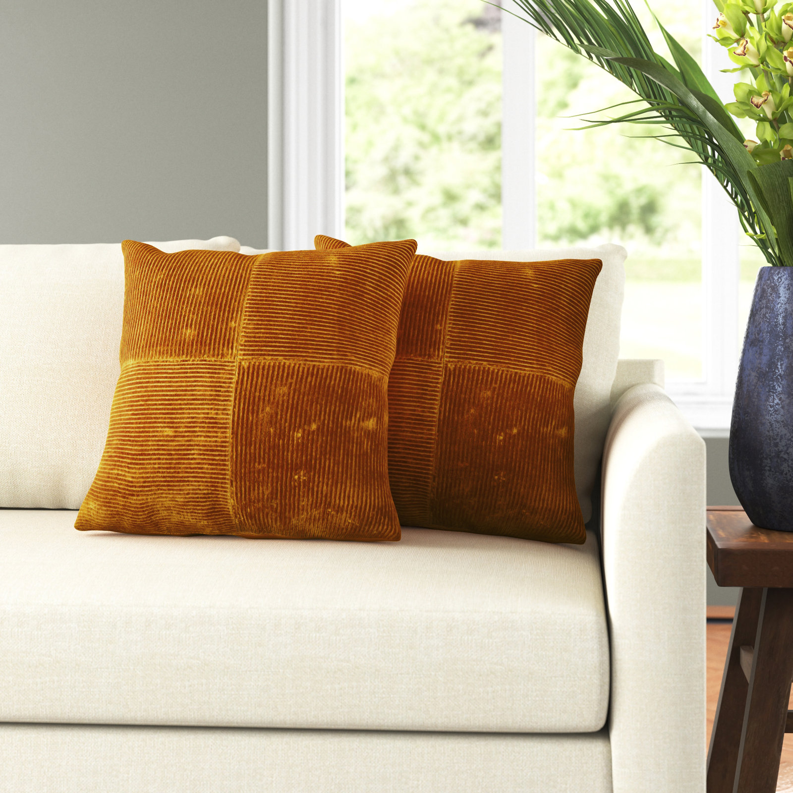Selma Cotton Throw Pillow, 18" x 18", Brick Red