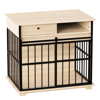 Dog Cage Furniture, Medium And Large Breeds, Product Dimensions, Black Natural Color, Construction, Storage Compartments, Rounded Bars, Easy Assembly Crate, Tray Storage, Frame, Smooth Drawer,
