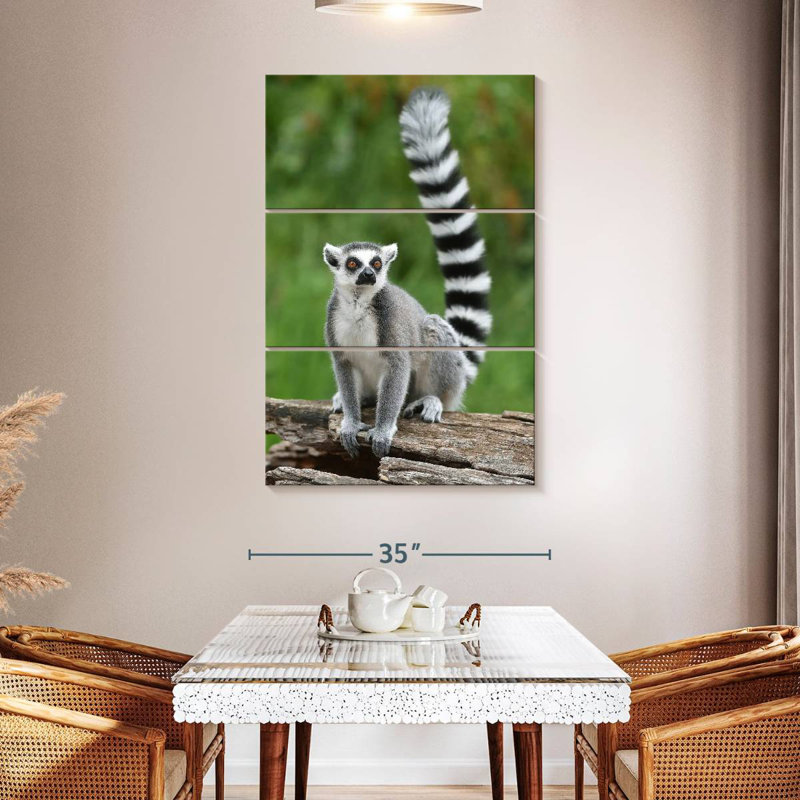 Brampt Ring Tailed Lemur On A Log, 50" H x 32" W