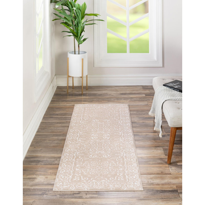 Tapis traditionnel ivoire de couleur ivoire 1, Tapis de couloir 2 pi x 7 pi 1 po