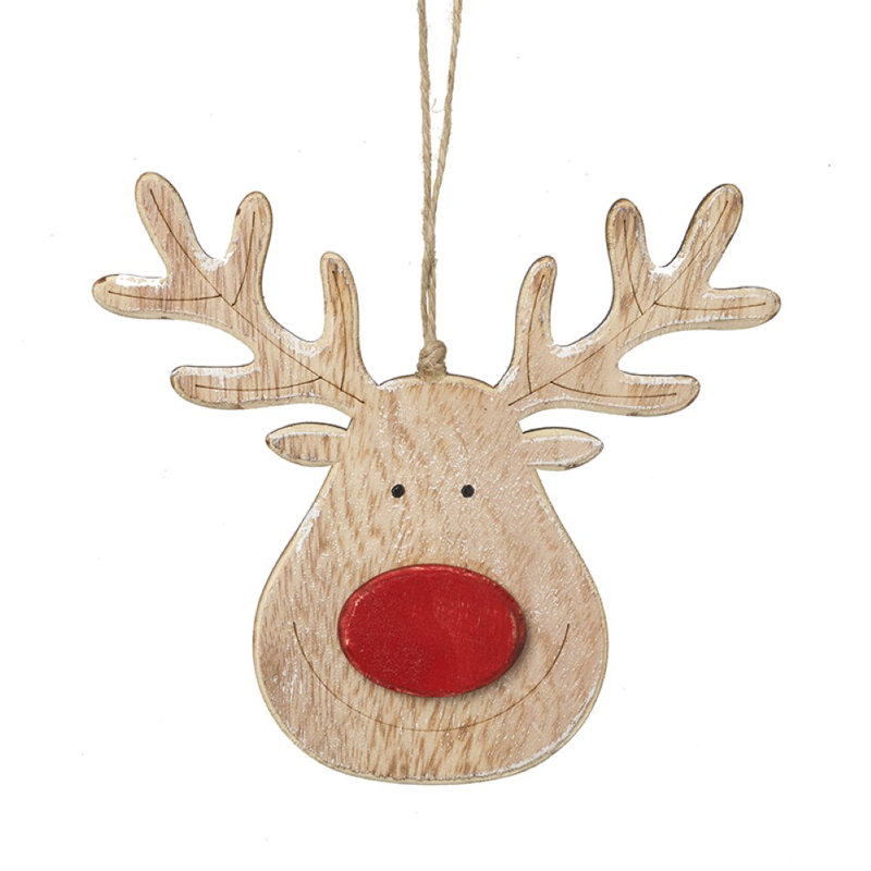 17cm Solid Colour Wood Animals Hanging Figurine Ornament