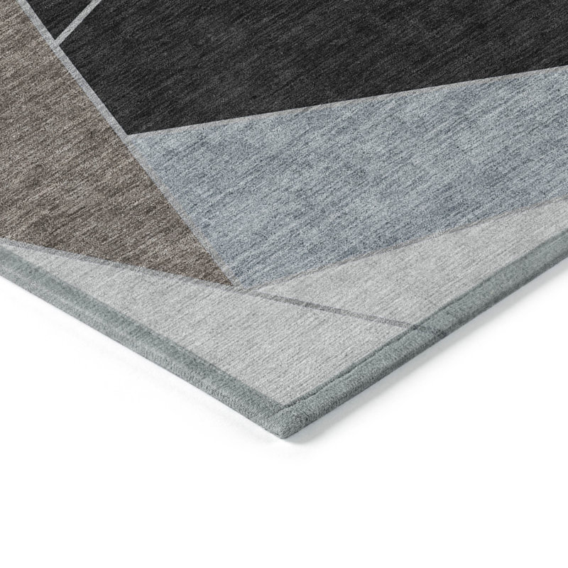 Tapis extérieur lavable géométrique 3 pi x 5 pi gris et gris anthracite