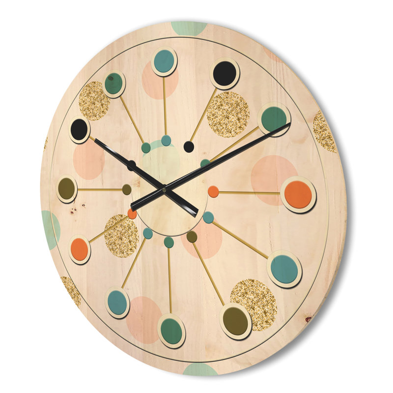 Horloge murale moderne en bois doré Chic Design III, Moyenne