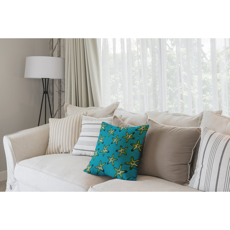 Beach Vacation Pillow Cover & Insert, 20" H x 20" W, Turquoise