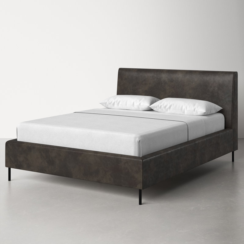 Naoma Vegan Leather Platform Bed, Gray, California King